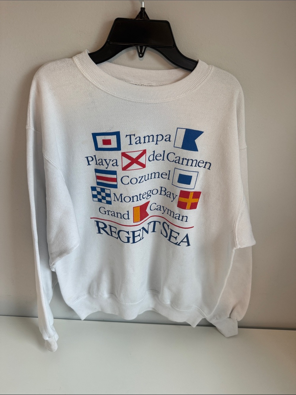 Hanes White Nautical Graphic Crewneck Sweater